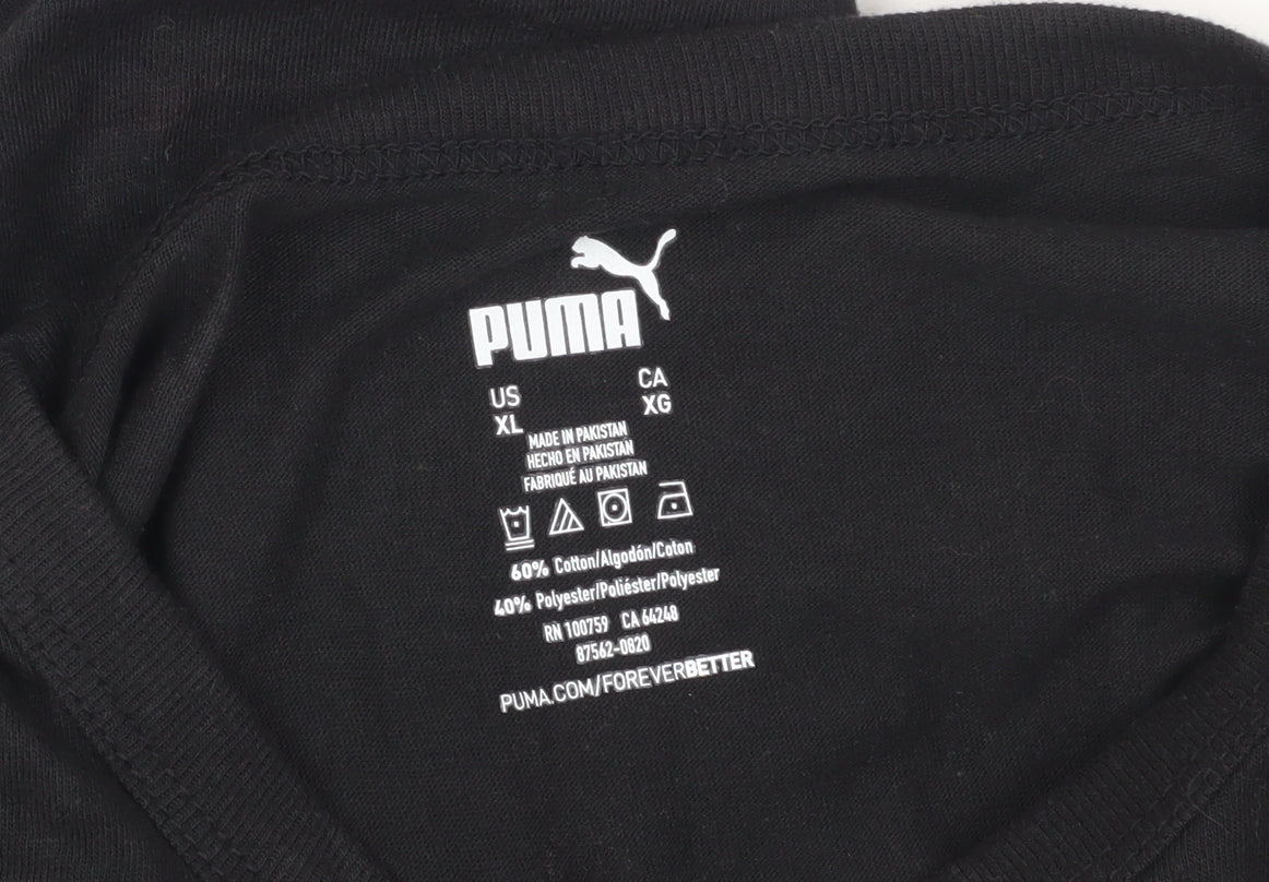 Puma Men's Black XL T-Shirt, Crew Neck, Logo Accent
