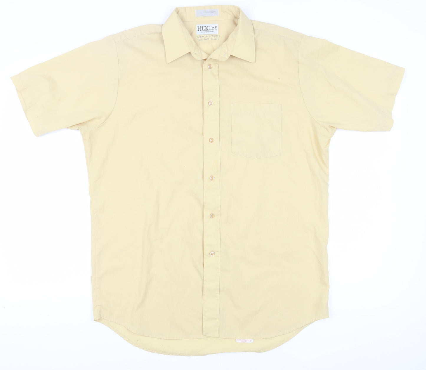 Henley Men's Beige Short Sleeve Button-Up Shirt