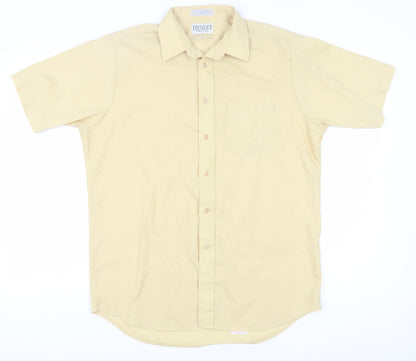Henley Men's Beige Short Sleeve Button-Up Shirt