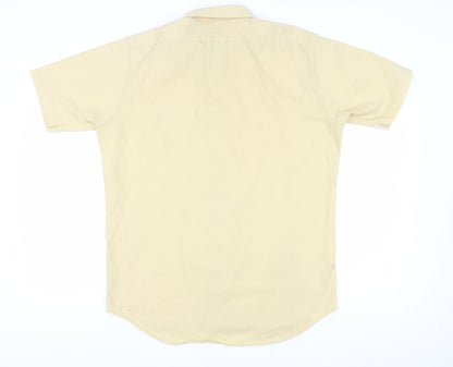 Henley Men's Beige Short Sleeve Button-Up Shirt