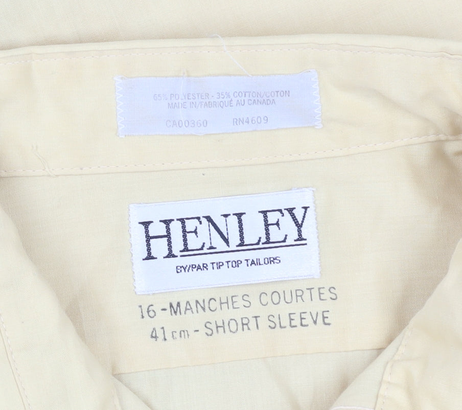 Henley Men's Beige Short Sleeve Button-Up Shirt