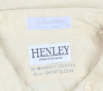 Henley Men's Beige Short Sleeve Button-Up Shirt