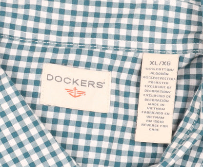 Dockers Men's Blue Check Button-Up Shirt XL