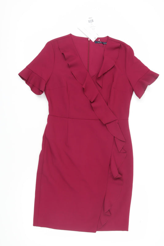 French Connection Women's Red Wrap Dress Size 12
