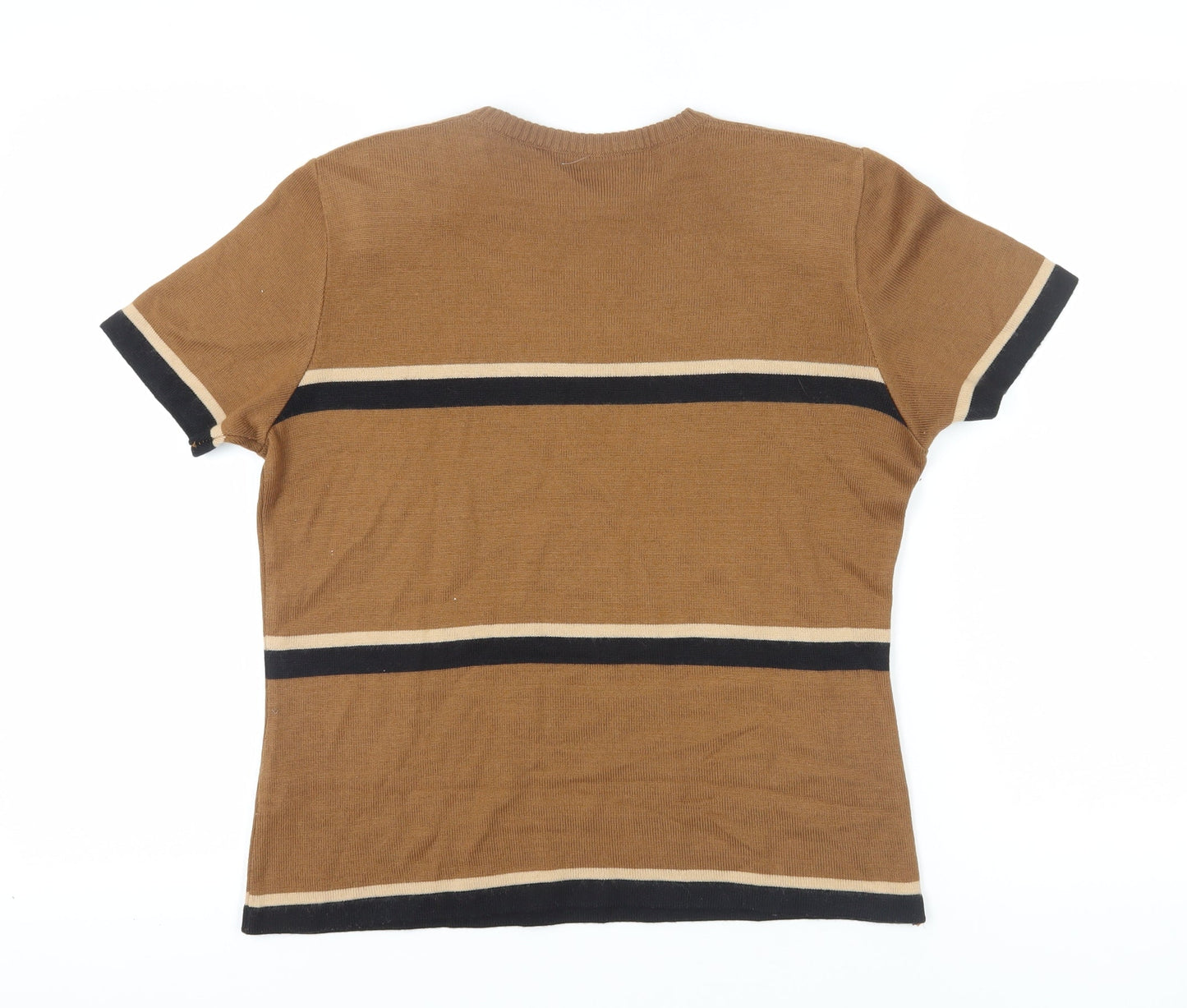 Escolá Women's Brown Pullover Jumper, Crew Neck, Size 14