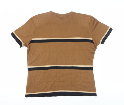 Escolá Women's Brown Pullover Jumper, Crew Neck, Size 14