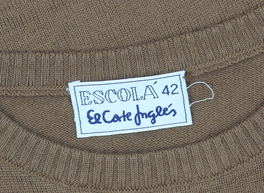 Escolá Women's Brown Pullover Jumper, Crew Neck, Size 14