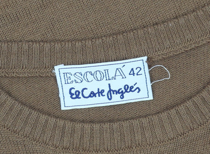 Escolá Women's Brown Pullover Jumper, Crew Neck, Size 14