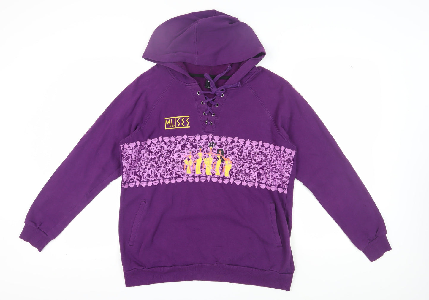Womens UK Size L Disney Purple Henley Hoodie