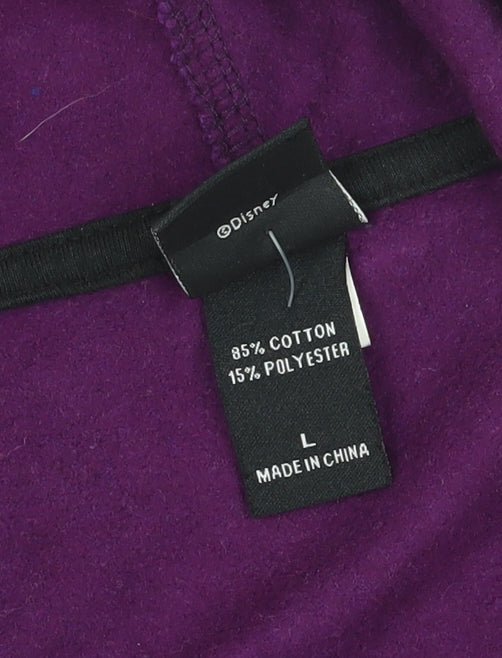 Womens UK Size L Disney Purple Henley Hoodie
