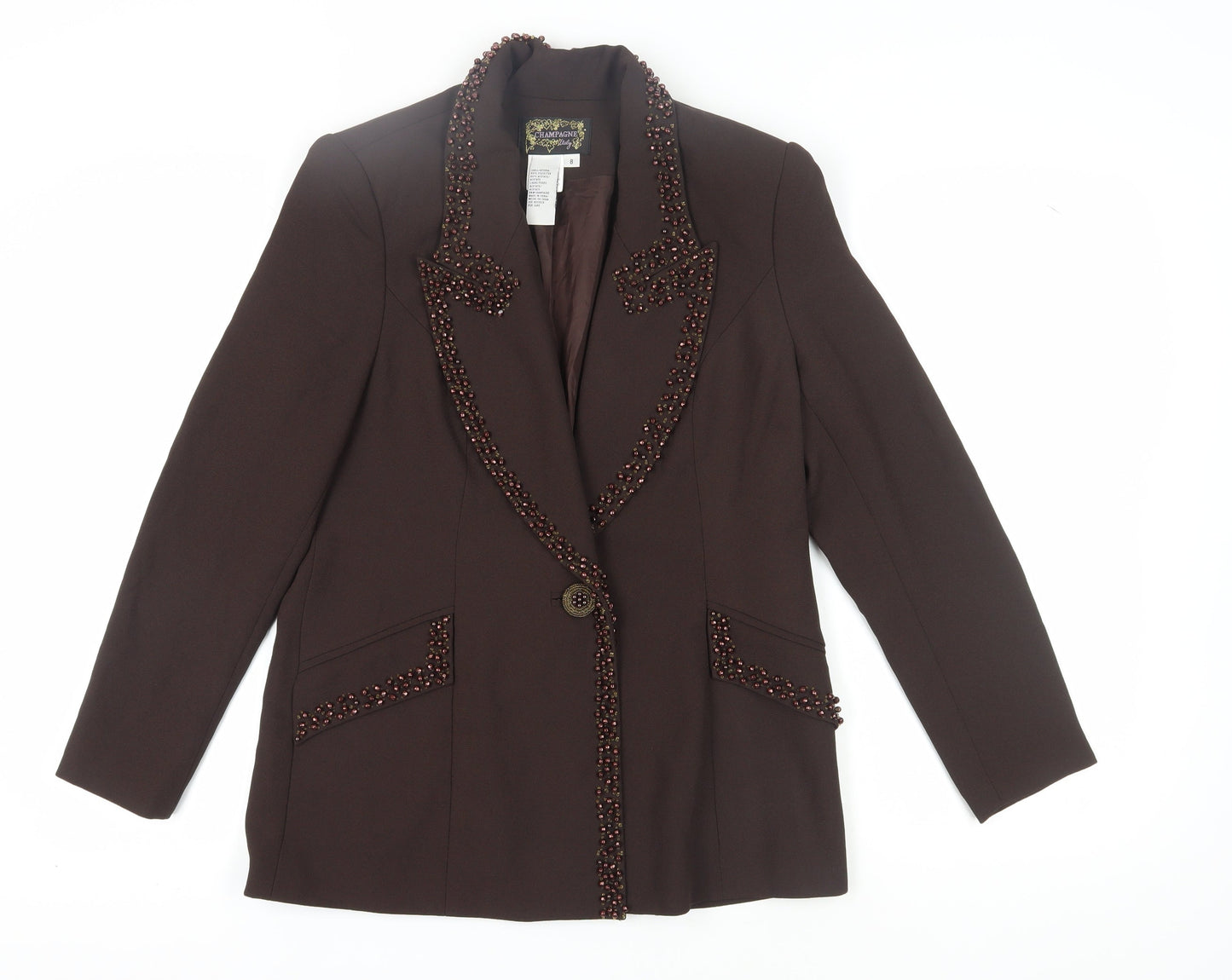 CHAMPAGNE Women's Brown Blazer Size 8 Formal