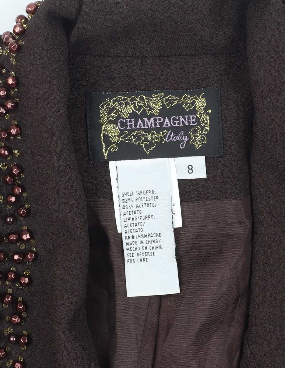 CHAMPAGNE Women's Brown Blazer Size 8 Formal