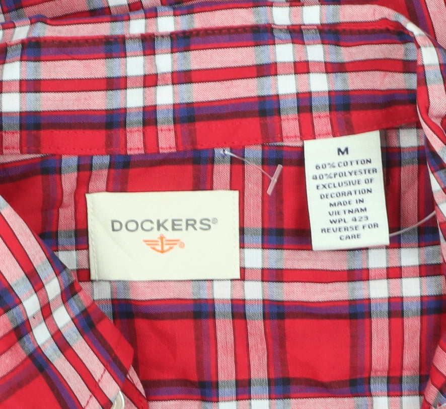 Dockers Men's Red Plaid Long Sleeve Shirt M