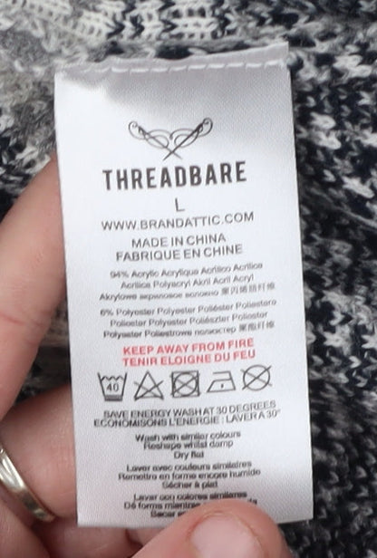 Threadbare Men's Grey Fair Isle Pullover Jumper, Size L