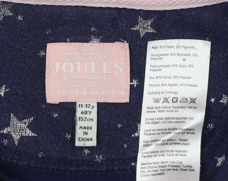 Joules Girls Blue Star Print 1/2 Zip Sweatshirt 11-12 Years
