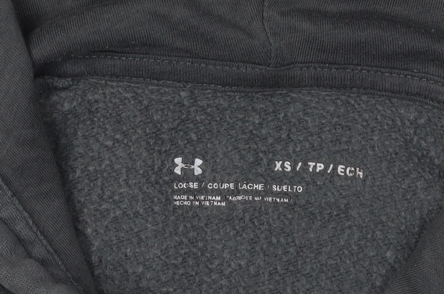 Under Armour Boys Grey Pullover Hoodie XS - Stylish and Cozy