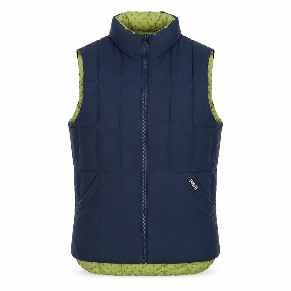 Front view of Puffa Blue unisex padded waistcoat xs casual
