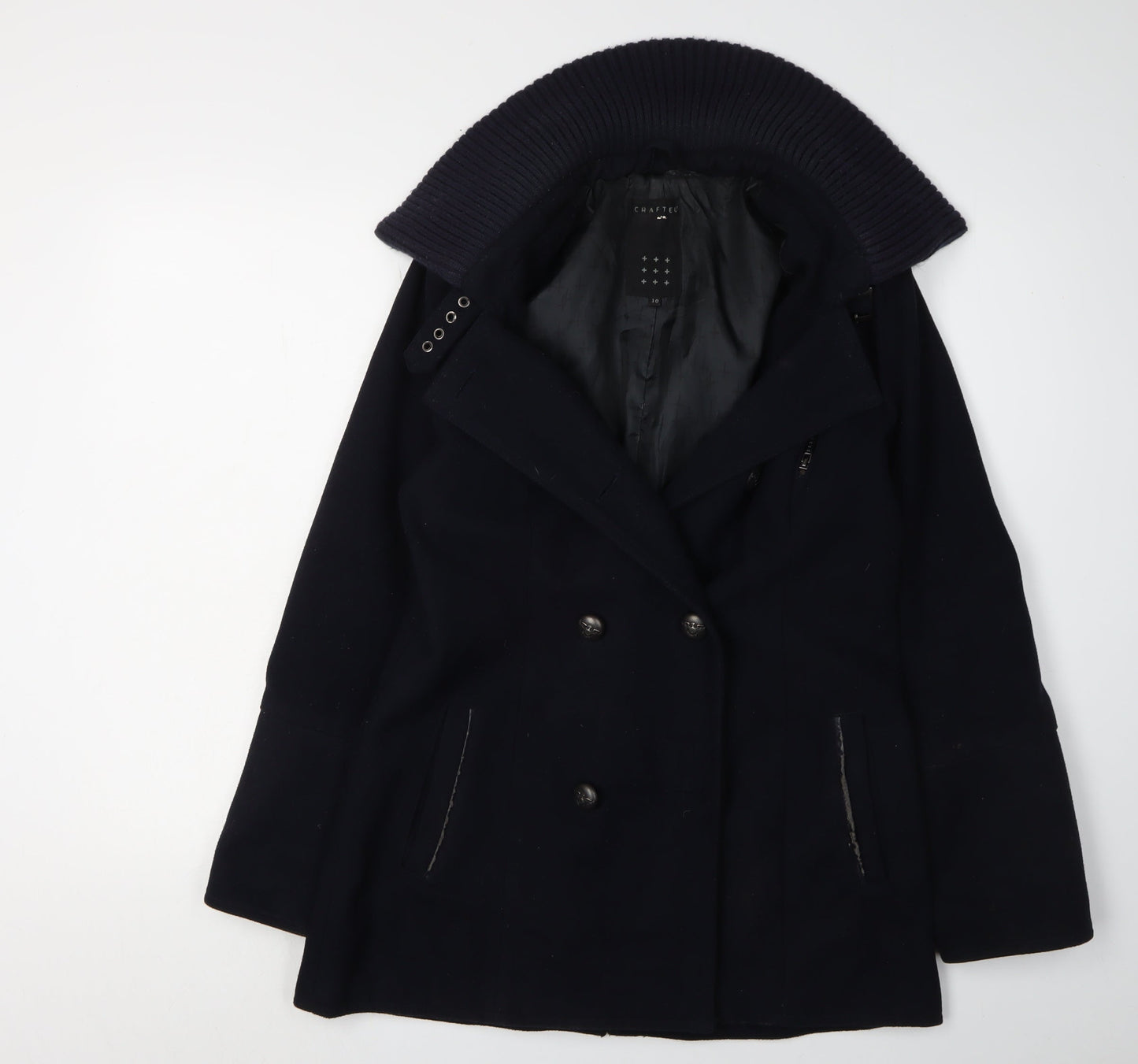 Womens UK Size 10 Crafted Black Pea Coat