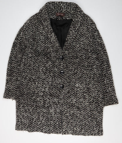 Phase Eight Women's Black Geometric Button Coat Size 16