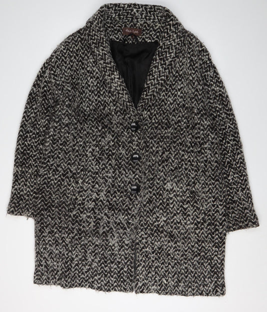 Phase Eight Women's Black Geometric Button Coat Size 16