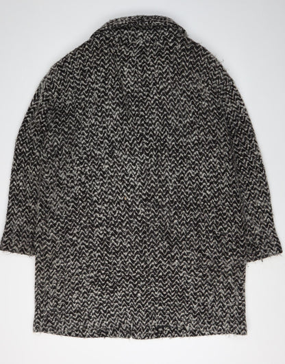 Phase Eight Women's Black Geometric Button Coat Size 16