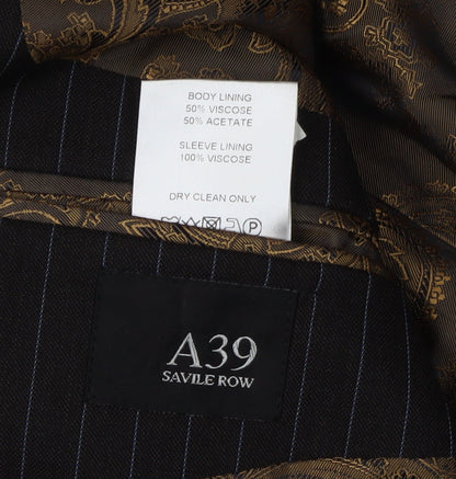 A39 Savile Row Men's Black Pinstripe Blazer Size 38L