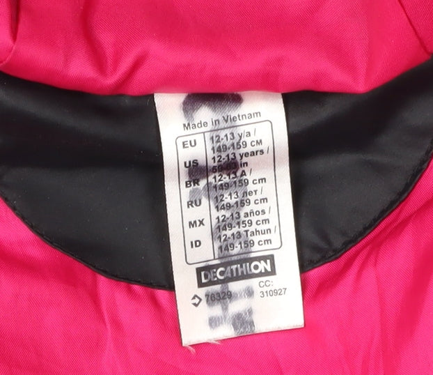Decathlon Girls Black Puffer Jacket 12-13 Years