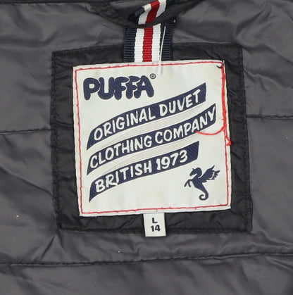 Puffa Boys Black Puffer Jacket L Lightweight Insulated