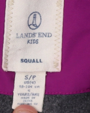 Lands' End Girls Purple Parka Coat 4-5 Years, Hooded Insulated
