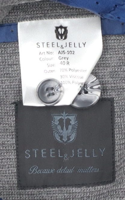 Mens UK Size 40 Steel & Jelly Regular Grey Suit Jacket