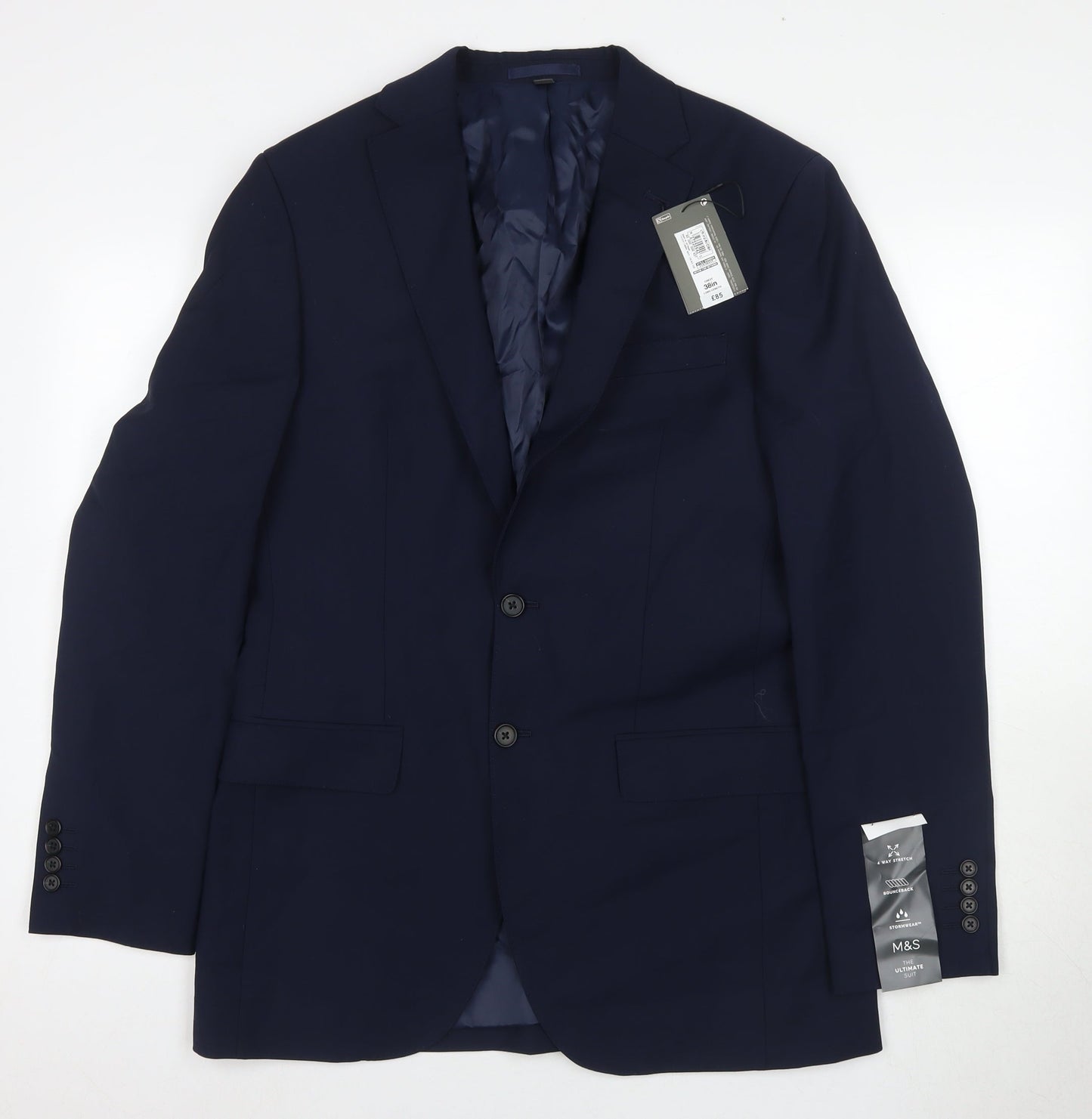 Mens UK Size 38 Marks and Spencer Regular Blue Suit Jacket