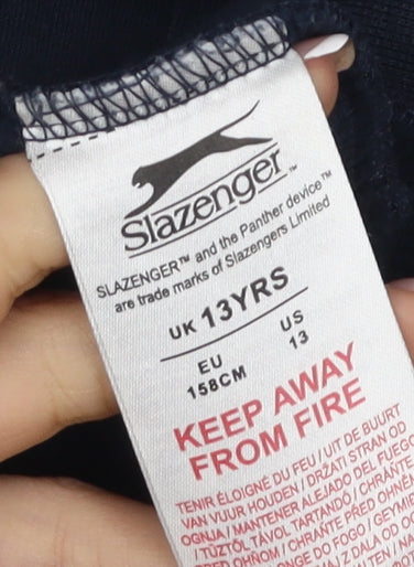 Slazenger Boys Black Full Zip Hoodie, Age 13-14, Polyester/Cotton