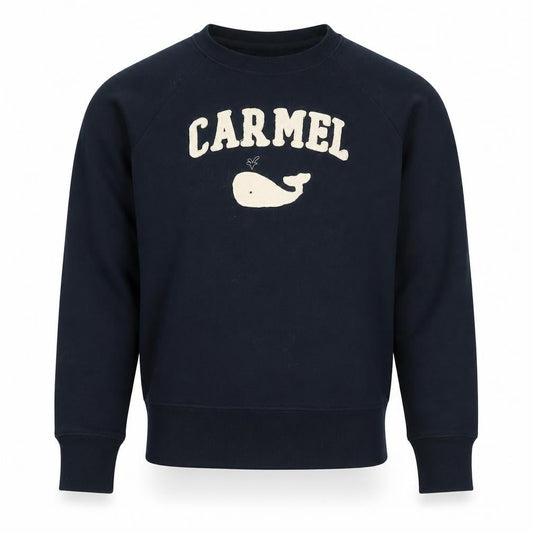 Front view of BLUE 84 unisex navy blue 'carmel' sweatshirt, size S, pullover