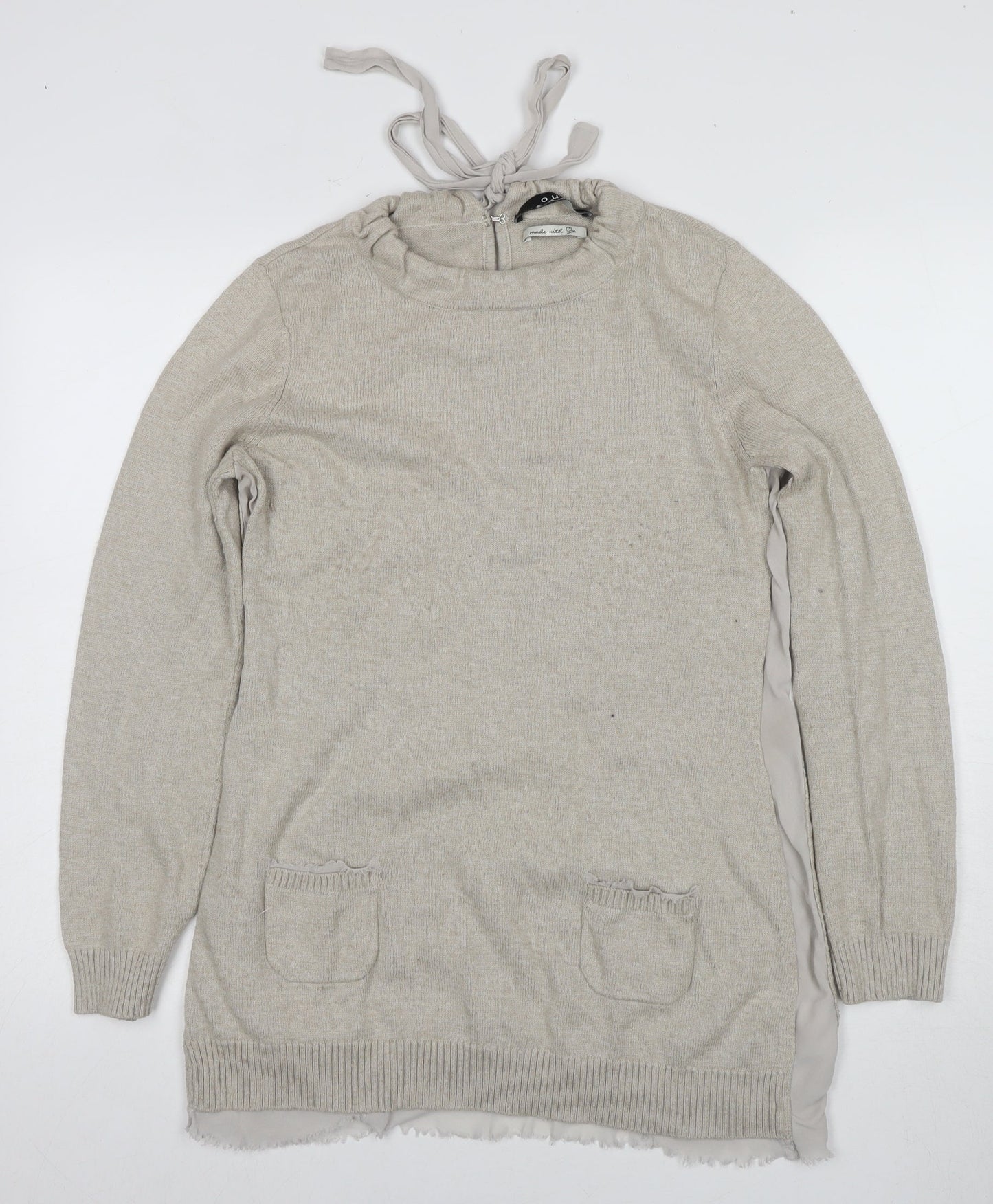 Womens UK Size 14 Oui Beige Pullover Jumper