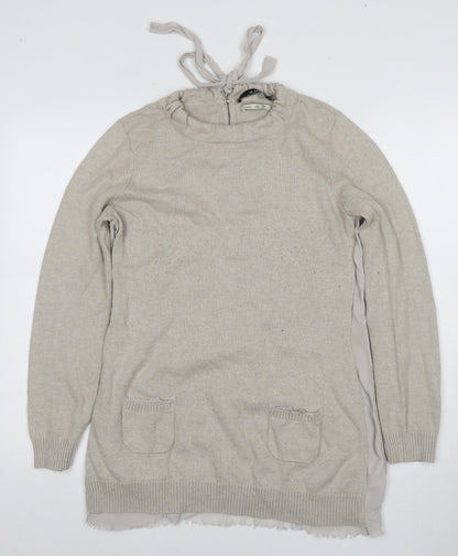 Womens UK Size 14 Oui Beige Pullover Jumper