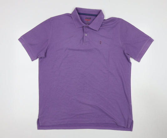 Izod Men's Purple Polo, Size L, Casual Summer Shirt
