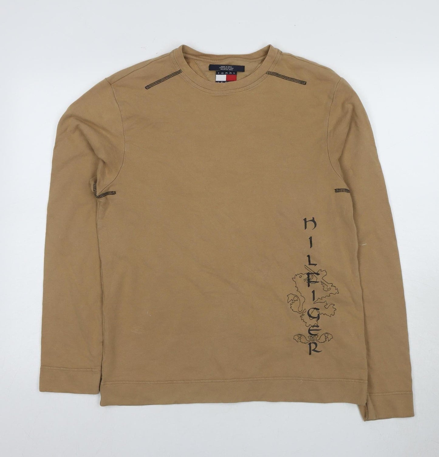 Tommy Jeans Men's Beige Long Sleeve T-Shirt Size S