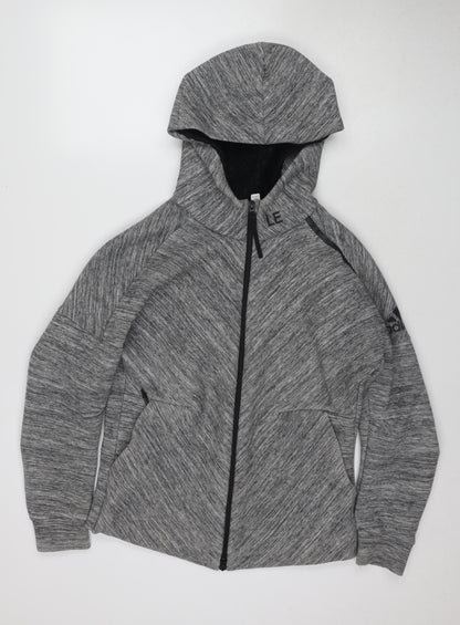 Adidas Grey Full Zip Hoodie M Unisex Comfortable