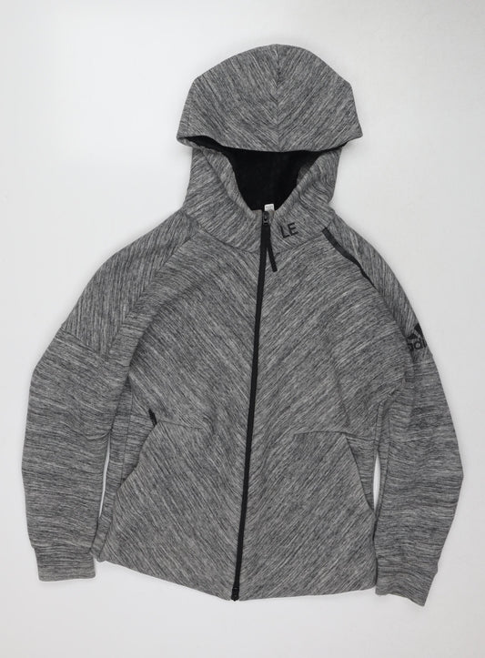Adidas Grey Full Zip Hoodie M Unisex Comfortable