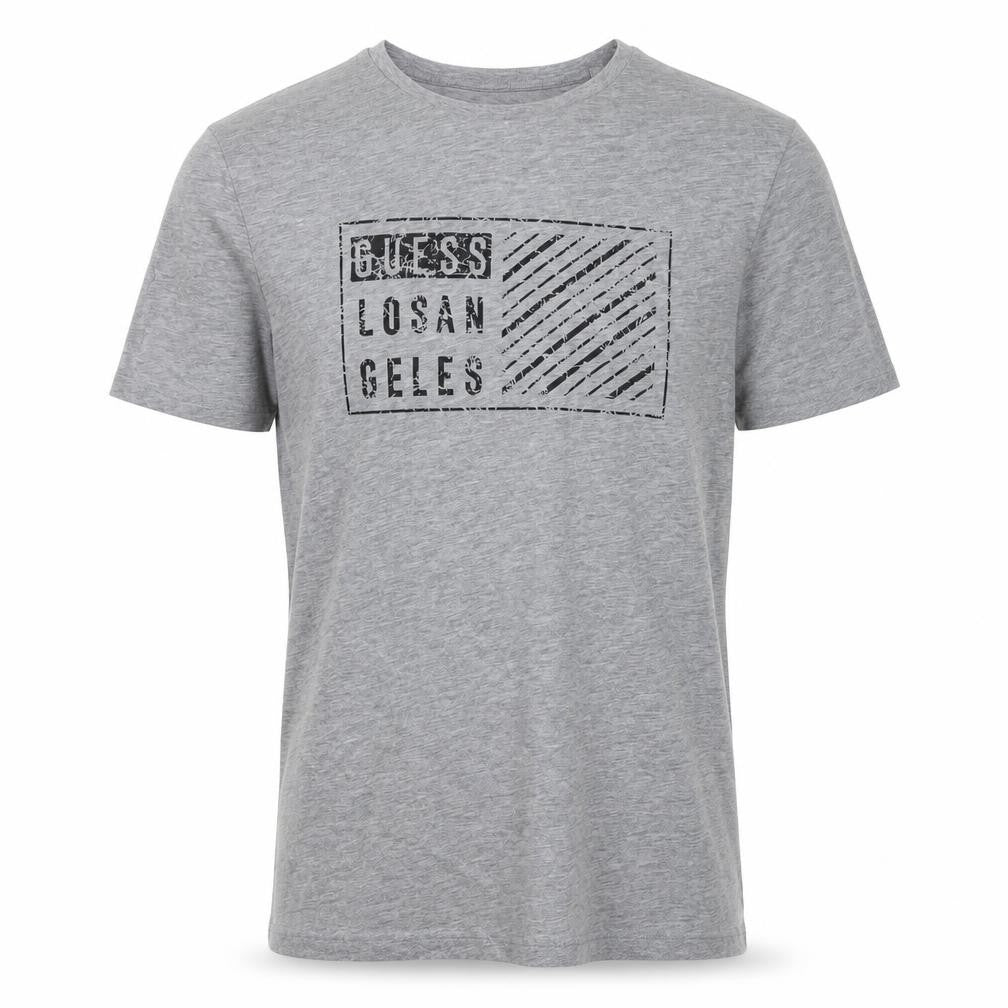 Guess Men's Grey Crew Neck T-Shirt M Los Angeles Logo