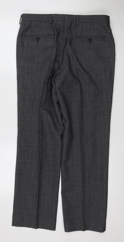 Marks and Spencer Men's Grey Check Trousers Size 34