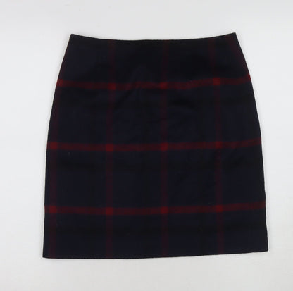 Hallhuber Women's Blue Plaid Pencil Skirt UK 8