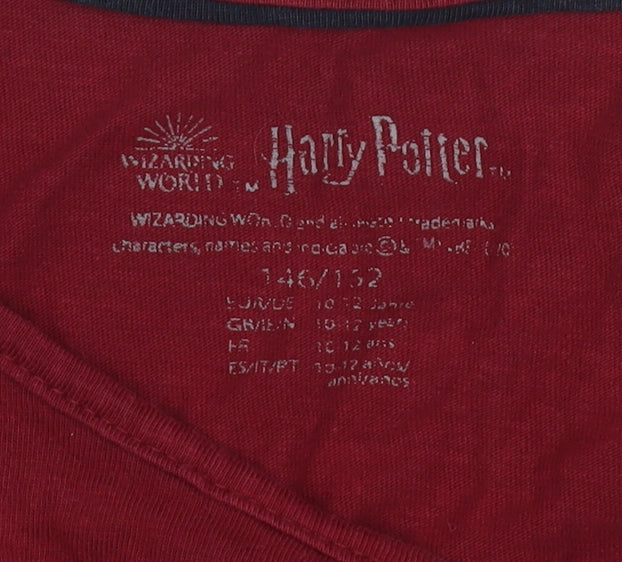 Harry Potter Boys Red Long Sleeve Graphic T-Shirt 12 Years