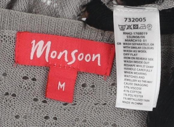 Womens UK Size M Monsoon Grey Wrap Jumper