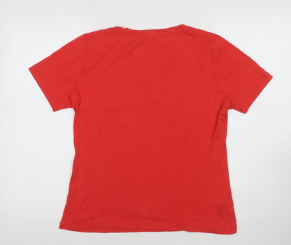Laura Ashley Women's Red Crew Neck T-Shirt, Size 14