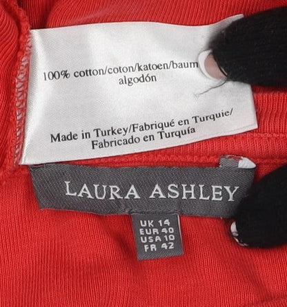 Laura Ashley Women's Red Crew Neck T-Shirt, Size 14