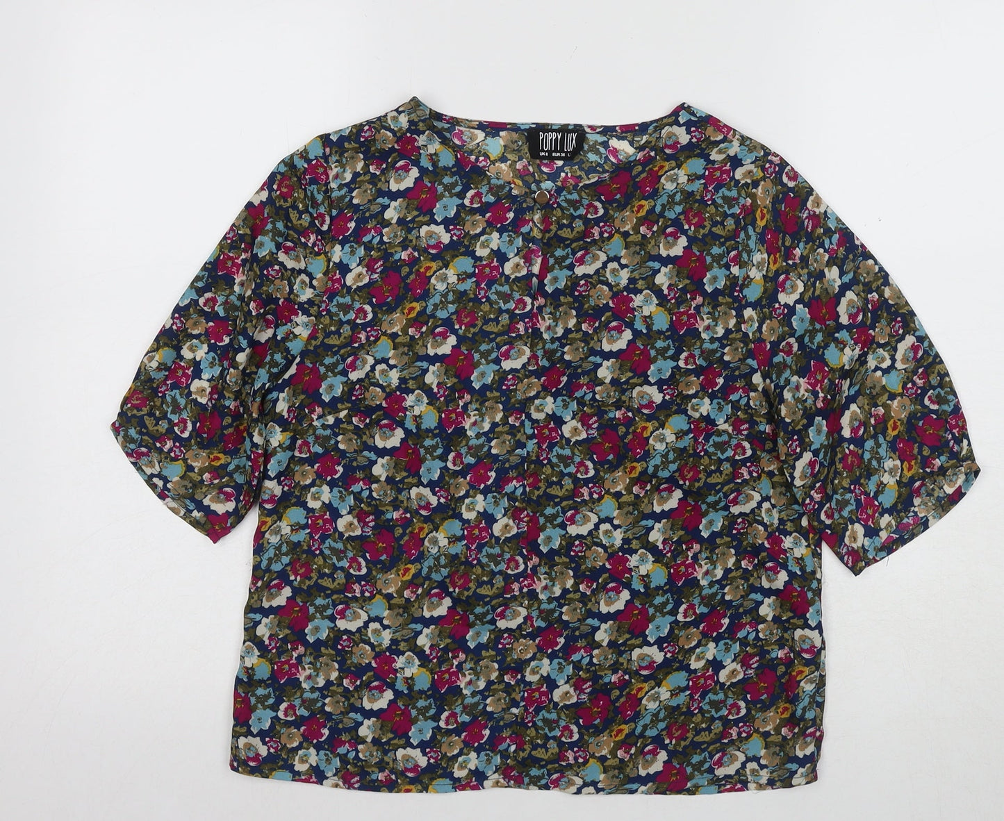 Poppy Lux Women's Multicoloured Floral Top Size 10