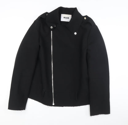 MSGM Women's Black Motorcycle Jacket - Slim Fit, M