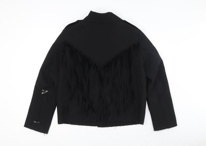 MSGM Women's Black Motorcycle Jacket - Slim Fit, M