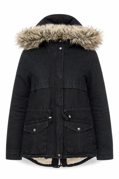 Womens UK Size 12 Divided Black Parka Coat